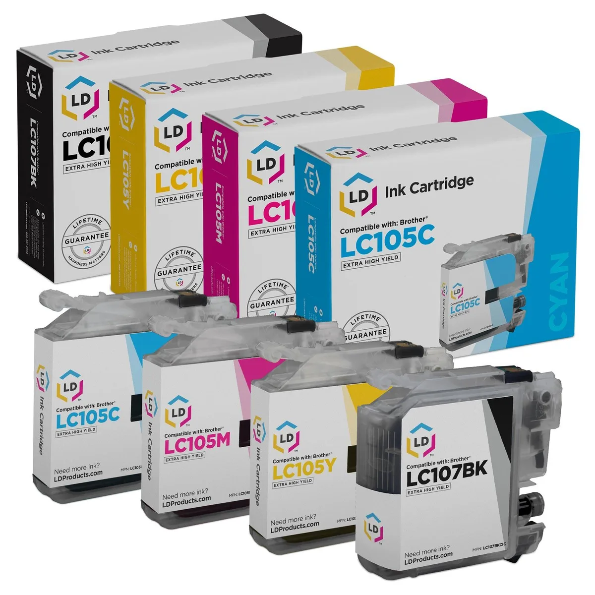 LD Products LD Products Compatible Ink Cartridge for Brother LC107/105 Super High Yield 4-Pack 1200 Pages — product photo