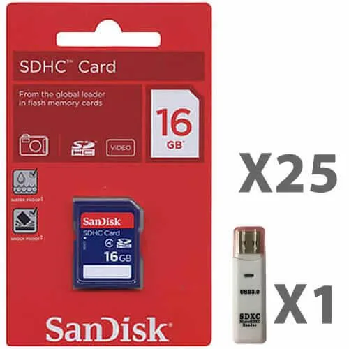 SanDisk SanDisk 16GB SDHC Class 4 SDSDB-016G-B35 Memory Card 25 Pack with Reader — product photo