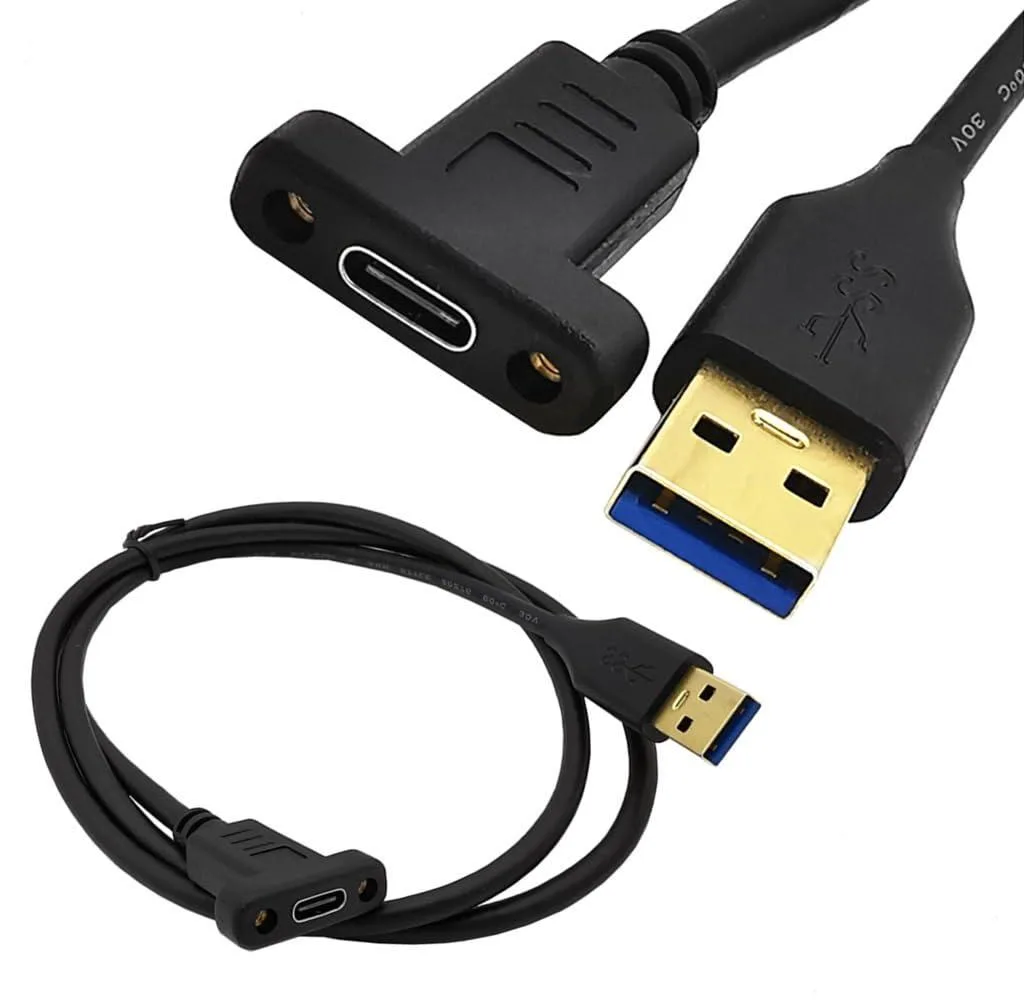 Vszerda Vszerda USB 3.0 to Type-C Cable 1.8m with Panel Mount Screw Hole — product photo