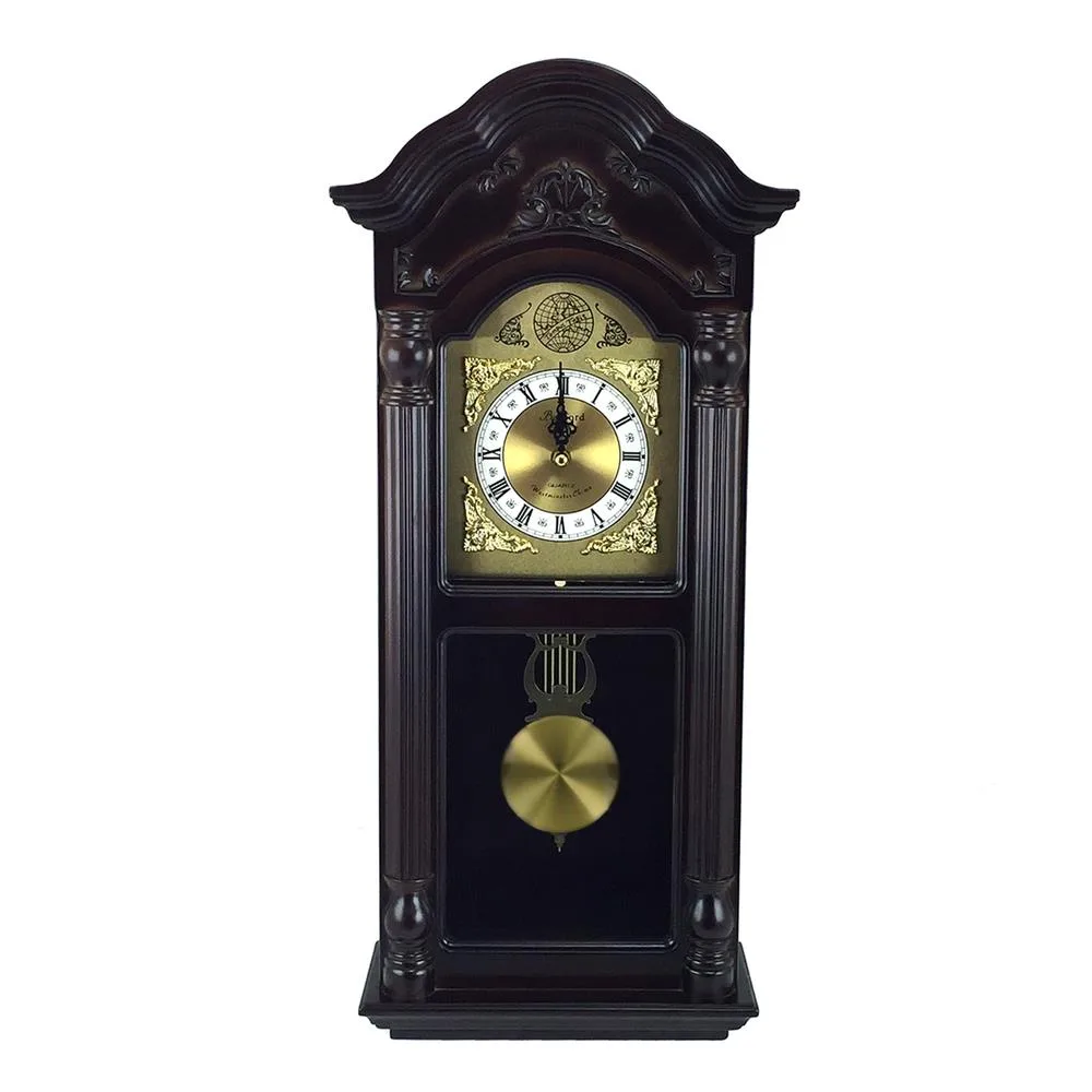 Bedford Clock Collection Bedford Clock Collection BED-9018 25.5" Cherry Oak Chiming Wall Clock — product photo