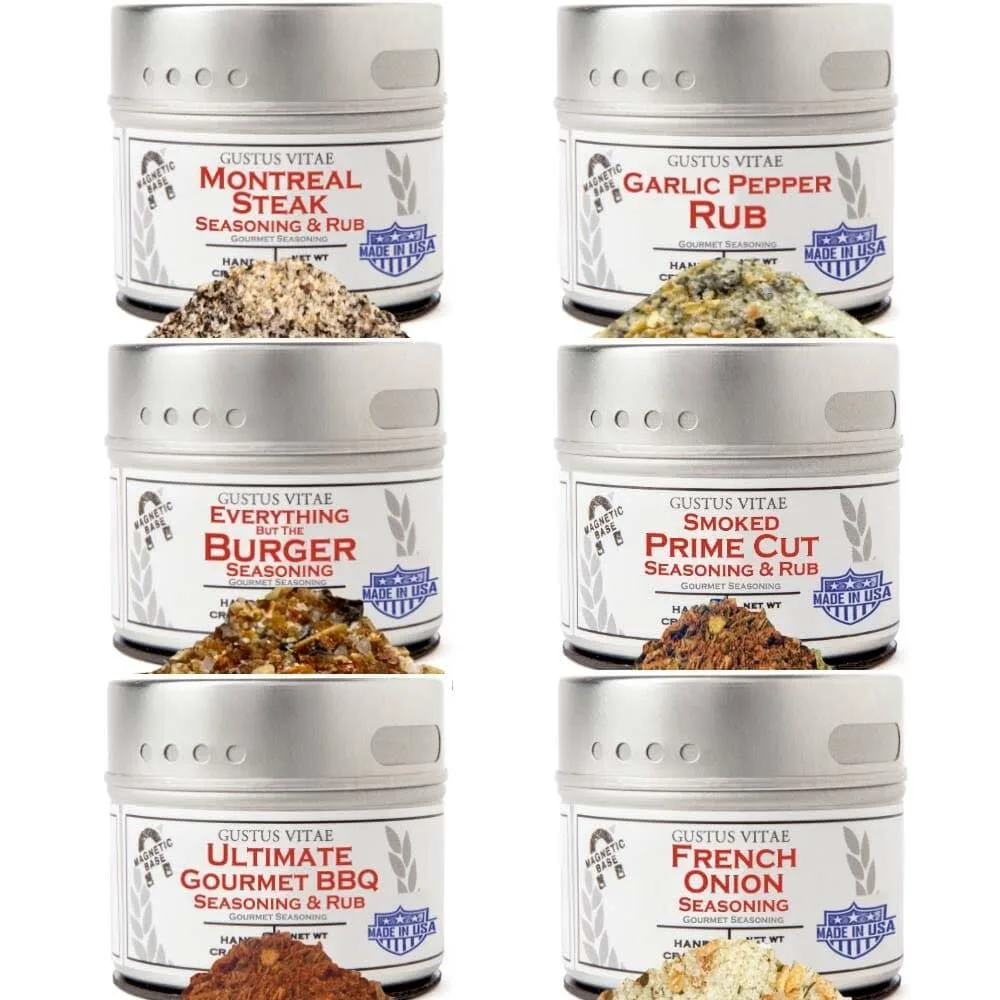 Gustus Vitae Condiments Gustus Vitae Condiments Gourmet BBQ Steak &amp; Beef Seasoning Gift Set Six Pack — product photo