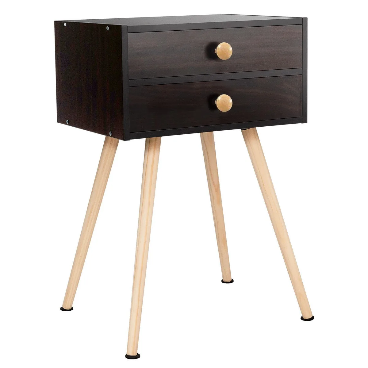 SlickBlue SlickBlue Mid Century Modern Nightstand 2 Drawers Natural 16x12x24 — product photo