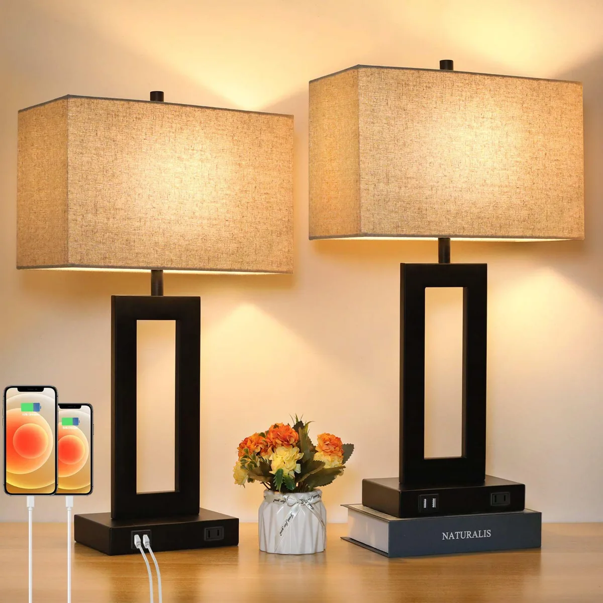 Wenger Wenger 2-pack Touch Desk Lamp Cream Shade 2 USB 110V 7W — product photo