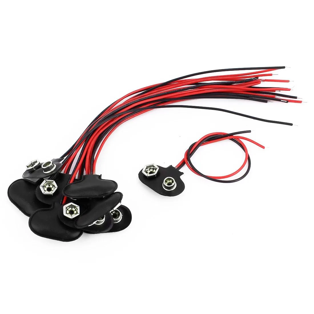 Unique-Bargains Unique-Bargains 9V Battery Clip Connector 10 Pcs 15cm Wires T Type Soft Shell — product photo