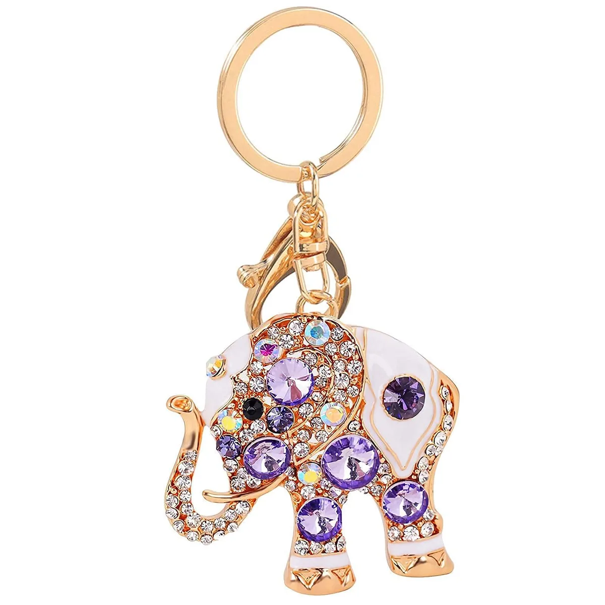  Viator Gear Crystal Elephant Keyring Purple Gem Black — product photo