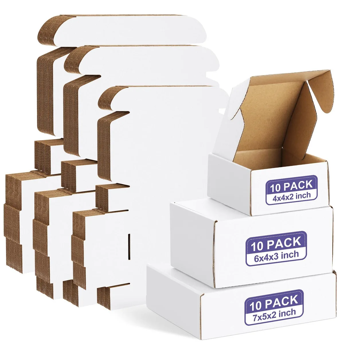  Eupako 22-7 30 Pack Assorted Shipping Boxes 4x4x2 6x4x3 7x5x2 — product photo