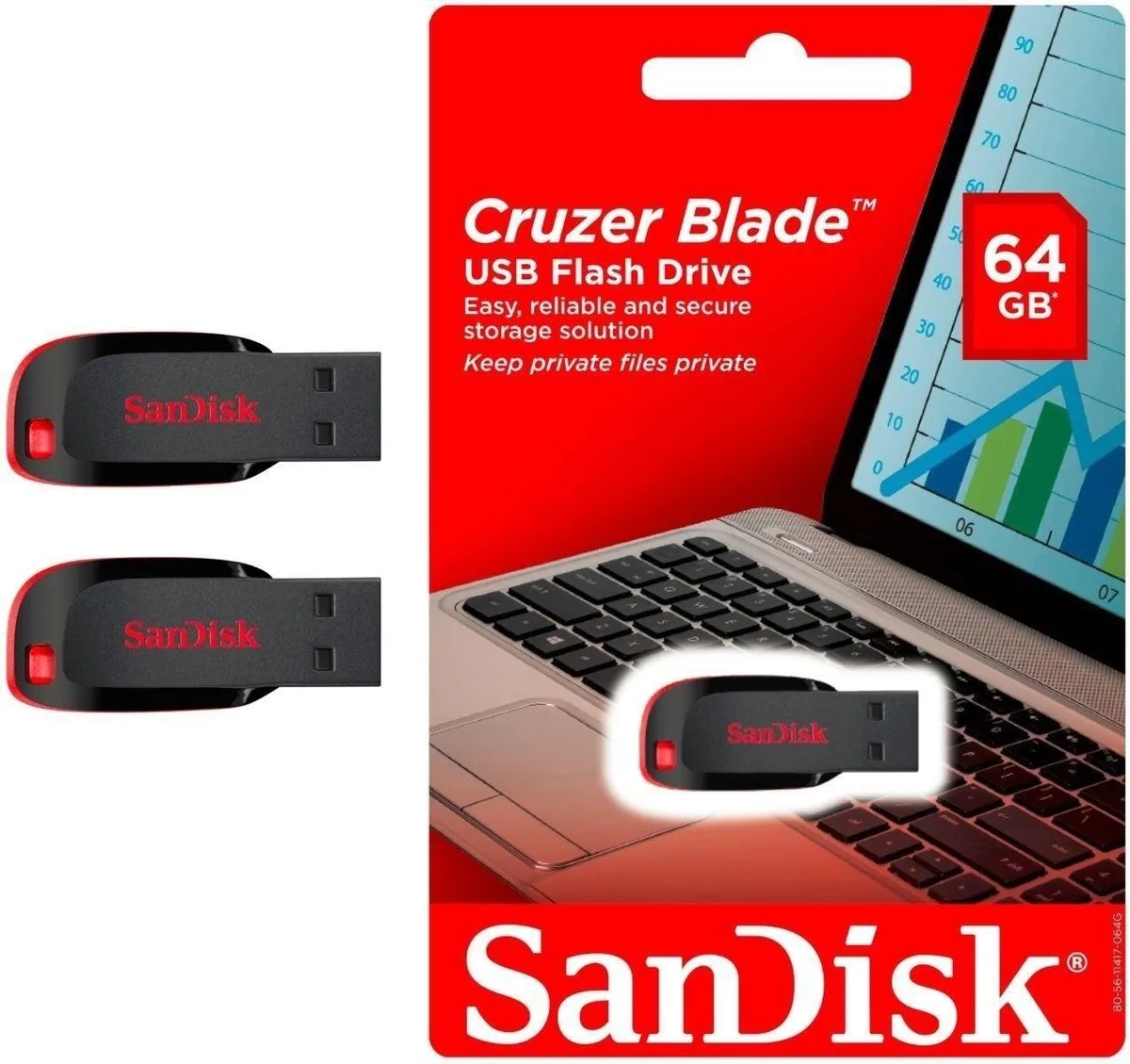 SanDisk SanDisk Cruzer Blade 64 GB USB 2.0 flash drive black SDCZ50-064G-B35 — product photo