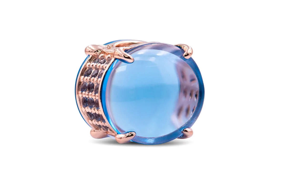 PANDORA PANDORA Blue Oval Cabochon Charm 14k Rose Gold-Plated — product photo
