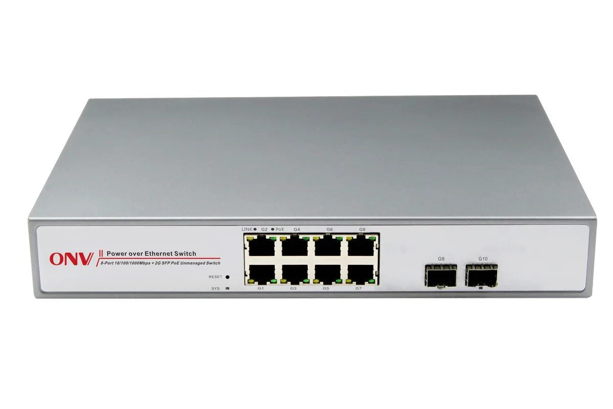 ESCAM Technology Co., Ltd ESCAM Technology Co., Ltd ONV-POE33108PF 8-port PoE network switch with 2 SFP slots — product photo