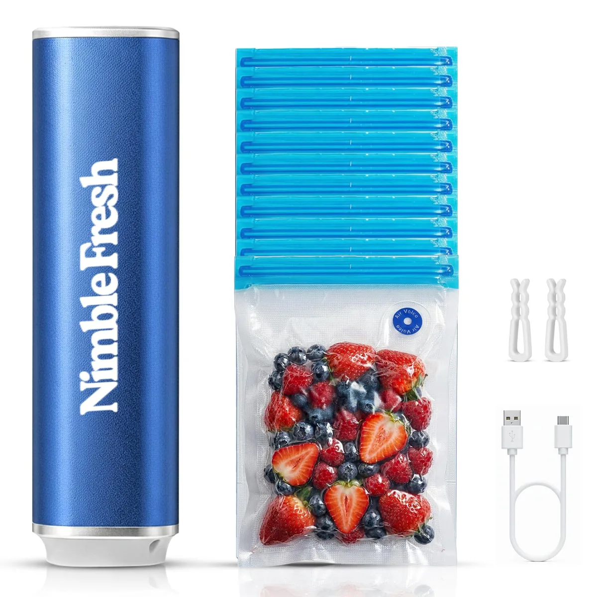  NimbleFresh QH-H23 vacuum sealer 50 kPa 10 bags — product photo