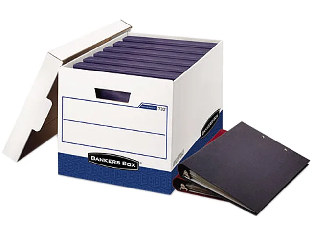 Bankers Box Bankers Box 0073301 Storage Box, Locking Lid, Blue/White, 12 per Carton — product photo