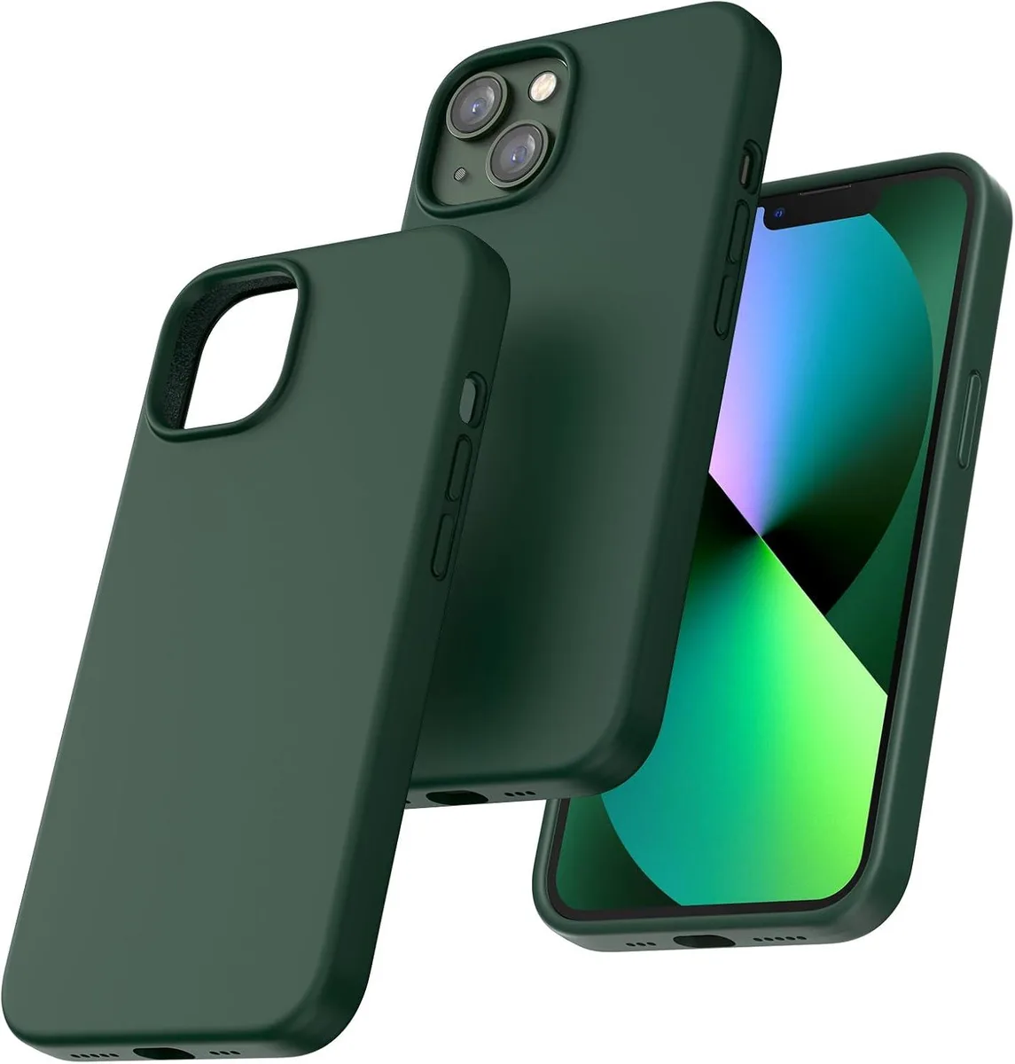 Slim silicone case in alpine green for iPhone 13