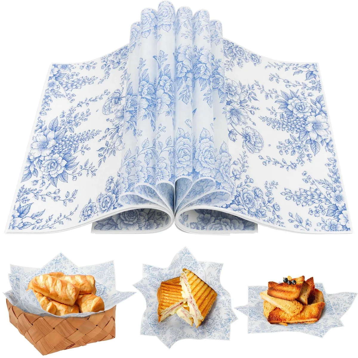 Avery 150-Sheet Blue Floral Wax Paper 22x25cm — product photo
