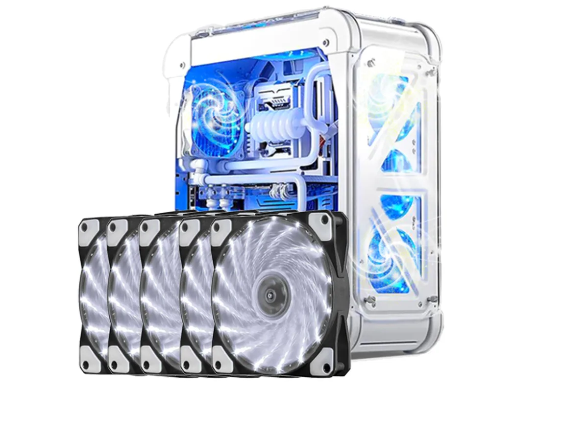sakose sakose 12025-LED 120mm case fan 15 LED 18dBA 1100RPM 5-pack — product photo