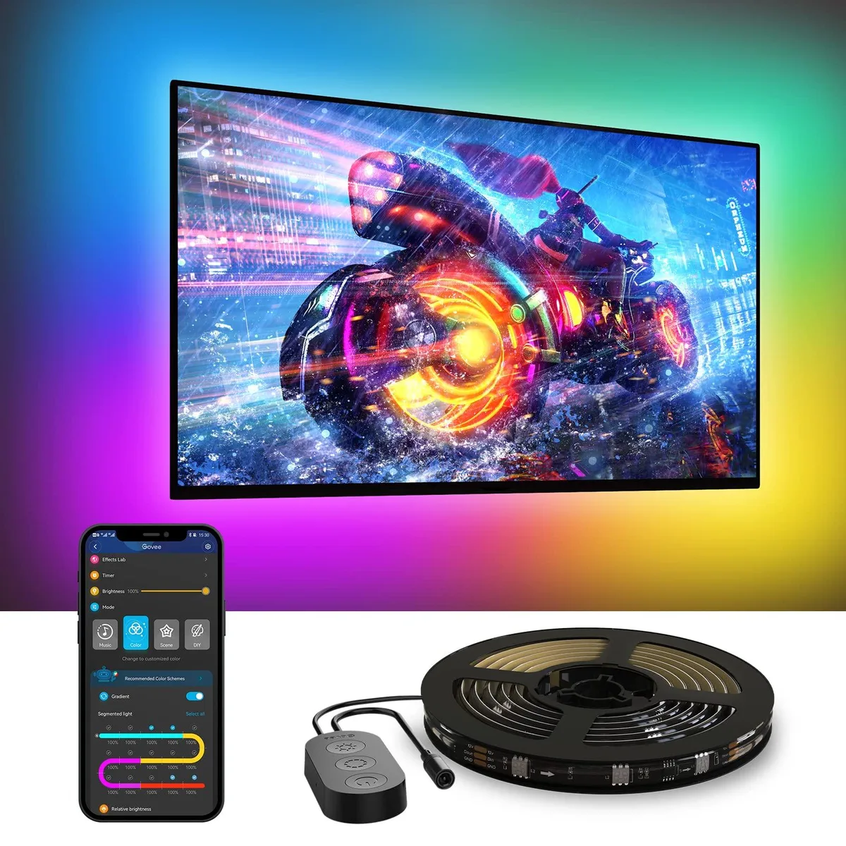 Govee H6168 RGBIC TV Backlight 12.5ft 18W 55-65in TVs Wi-Fi Bluetooth — product photo