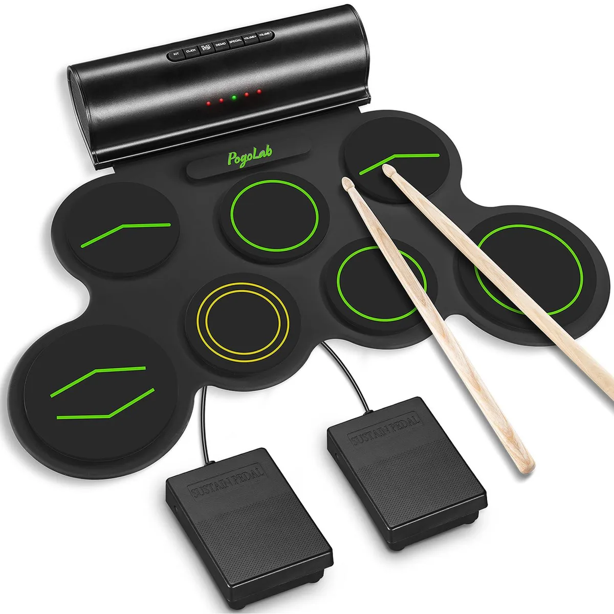 Alesis G3001 Green roll-up electronic drum kit 7 pads — product photo