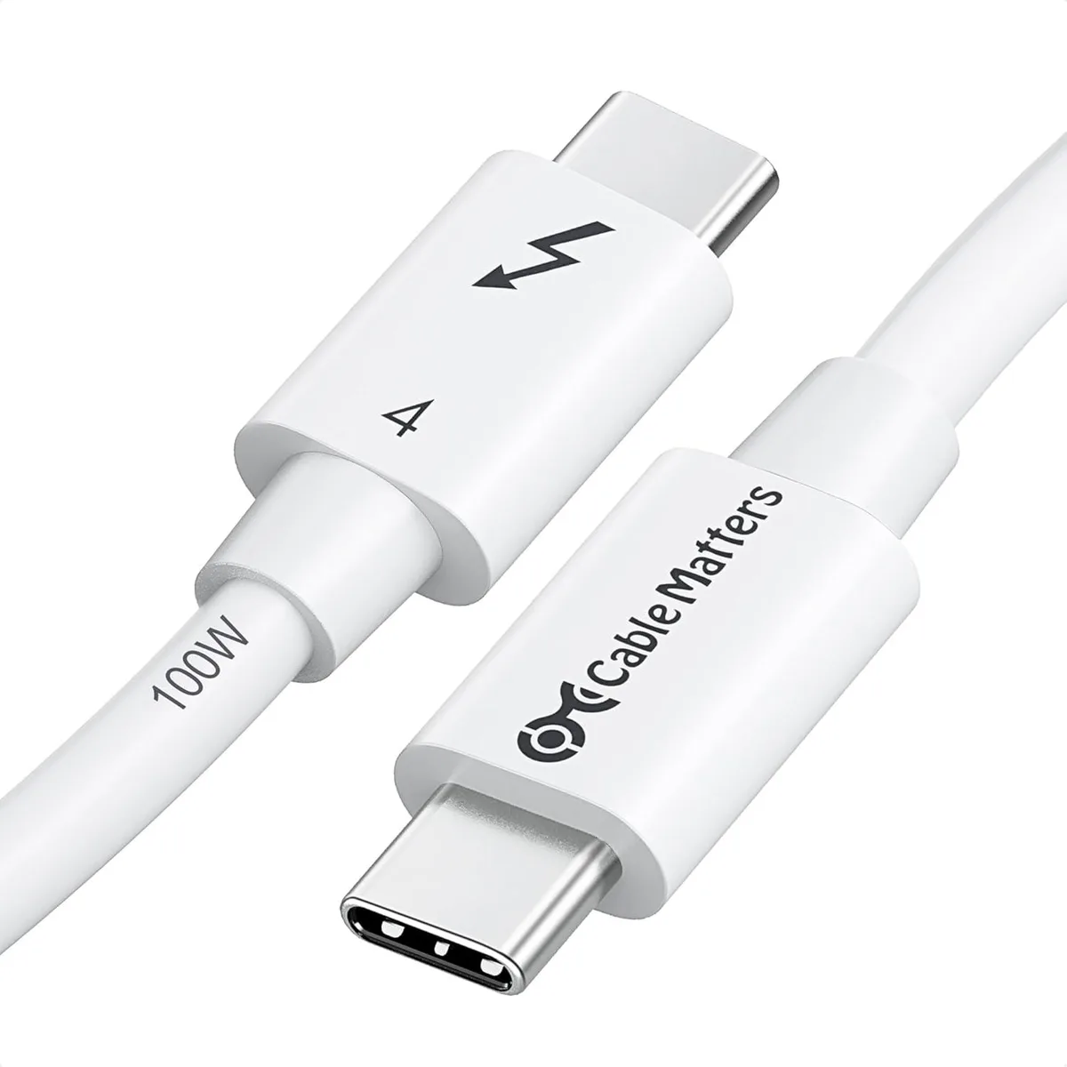 Cable Matters Cable Matters 40Gbps Thunderbolt 4 Cable 3.3ft 240W White — product photo
