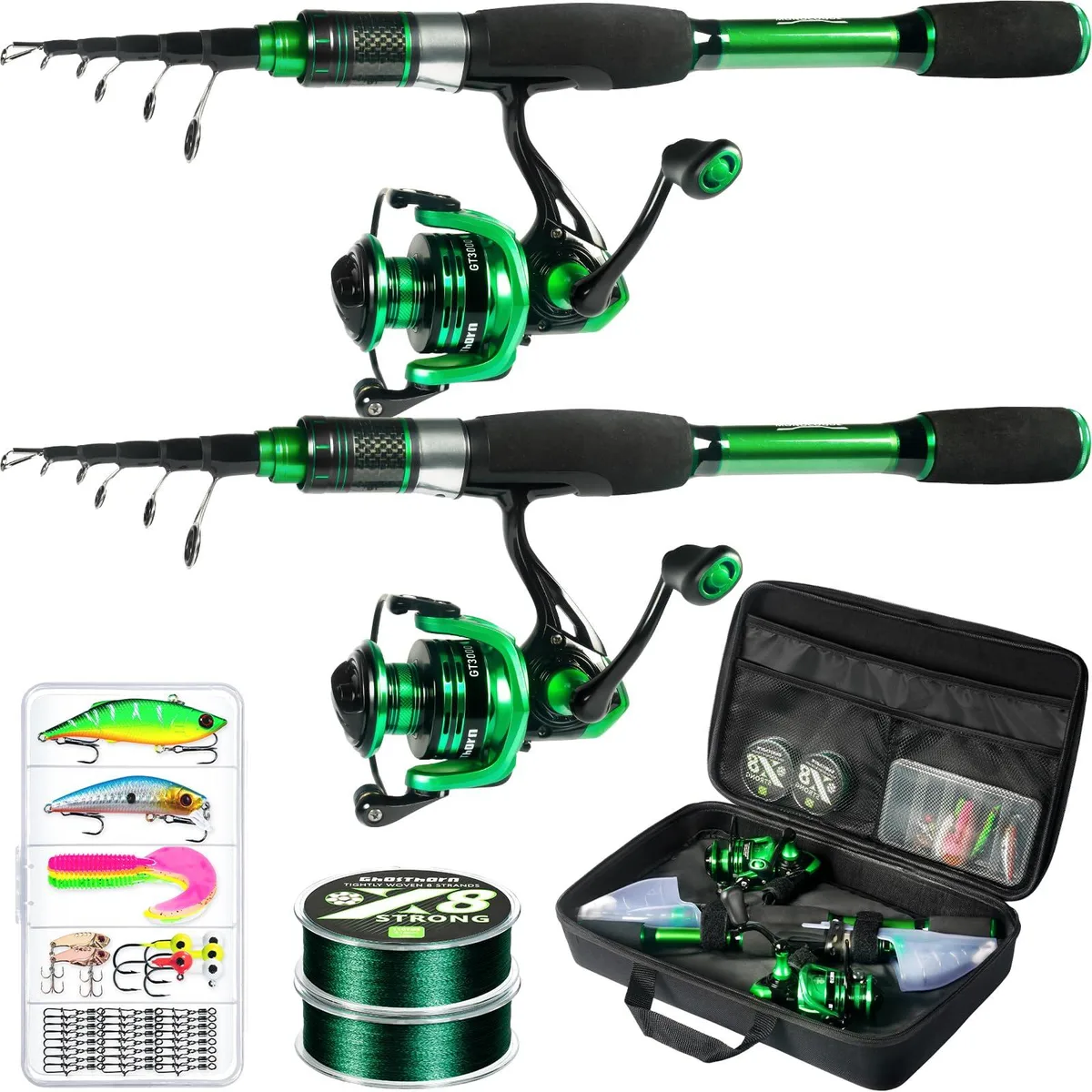  Ghosthorn 2-Pack Graphite Telescopic Rod &amp; Reel Combo Black — product photo