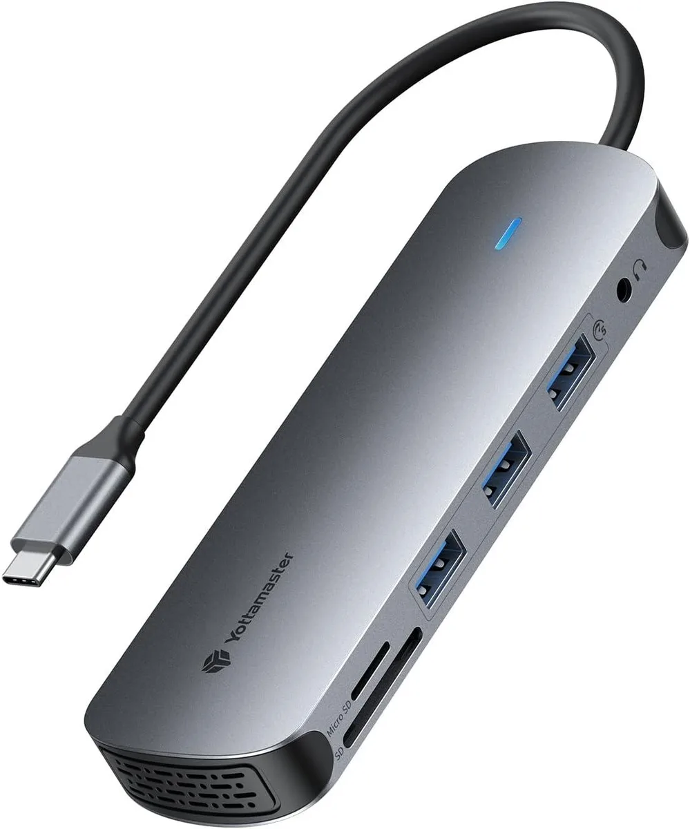 Yottamaster Yottamaster 10-in-1 USB C Docking Station 100W PD 4K HDMI VGA Ethernet SD/TF 3 USB 3.0 Audio Gray — product photo