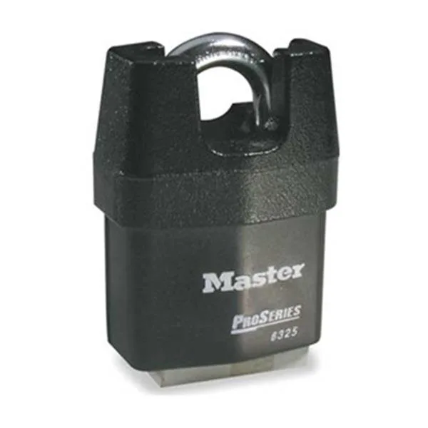 Silver rectangular laminated steel padlock with concealed boron shackle