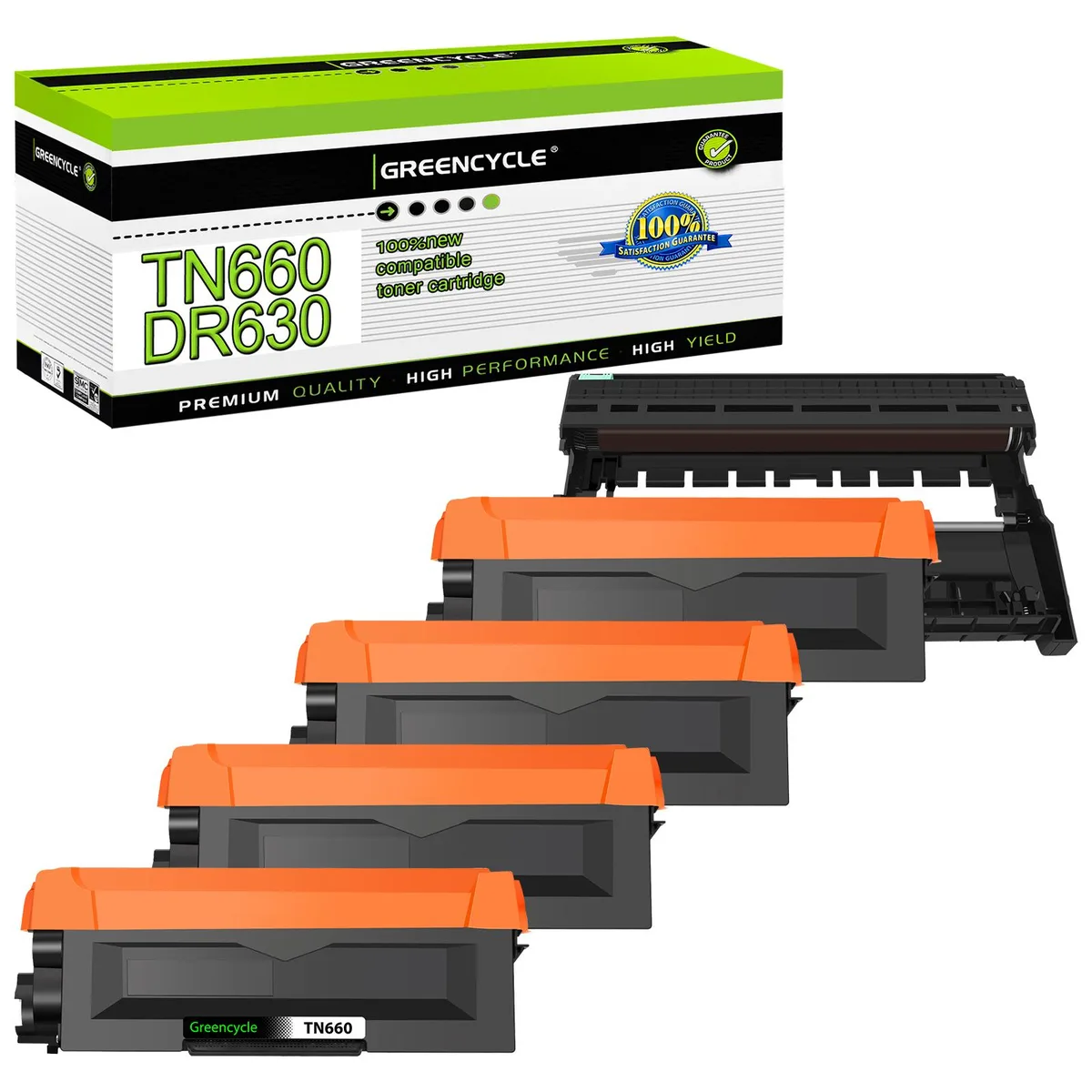 GREENCYCLE GREENCYCLE TN660 DR630 toner cartridge drum unit set 4 toner 1 drum — product photo