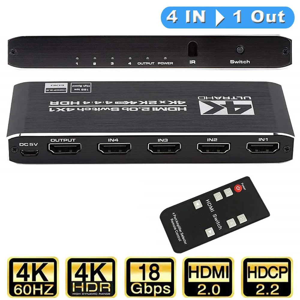 LUOM LUOM OZQ5-1 4×1 HDMI Switch 4K@60Hz 18.5Gbps — product photo
