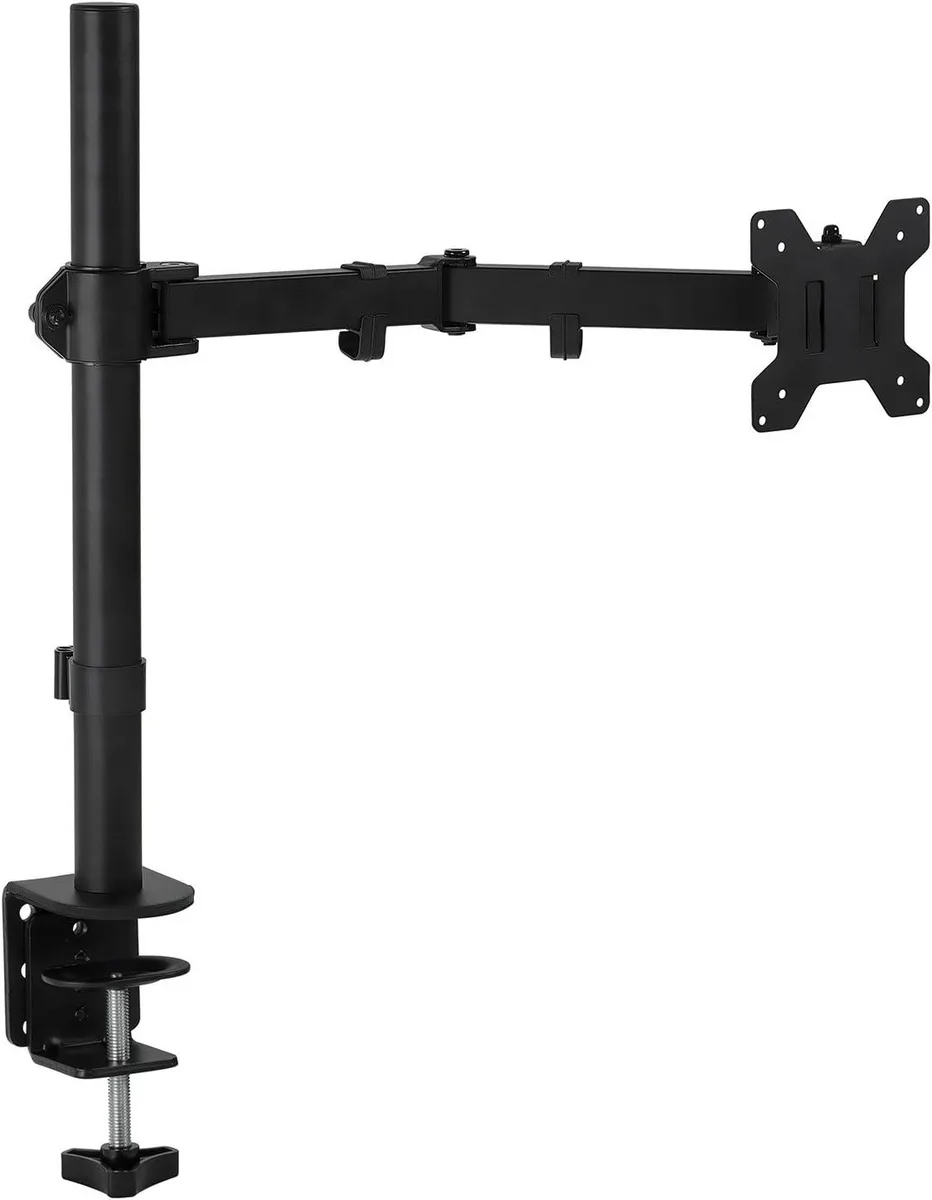 PISKEKAT PISKEKAT Mounting Rack 19-32in VESA 75/100 22lb 18in tilt 180 swivel 15.5in height C-clamp grommet — product photo