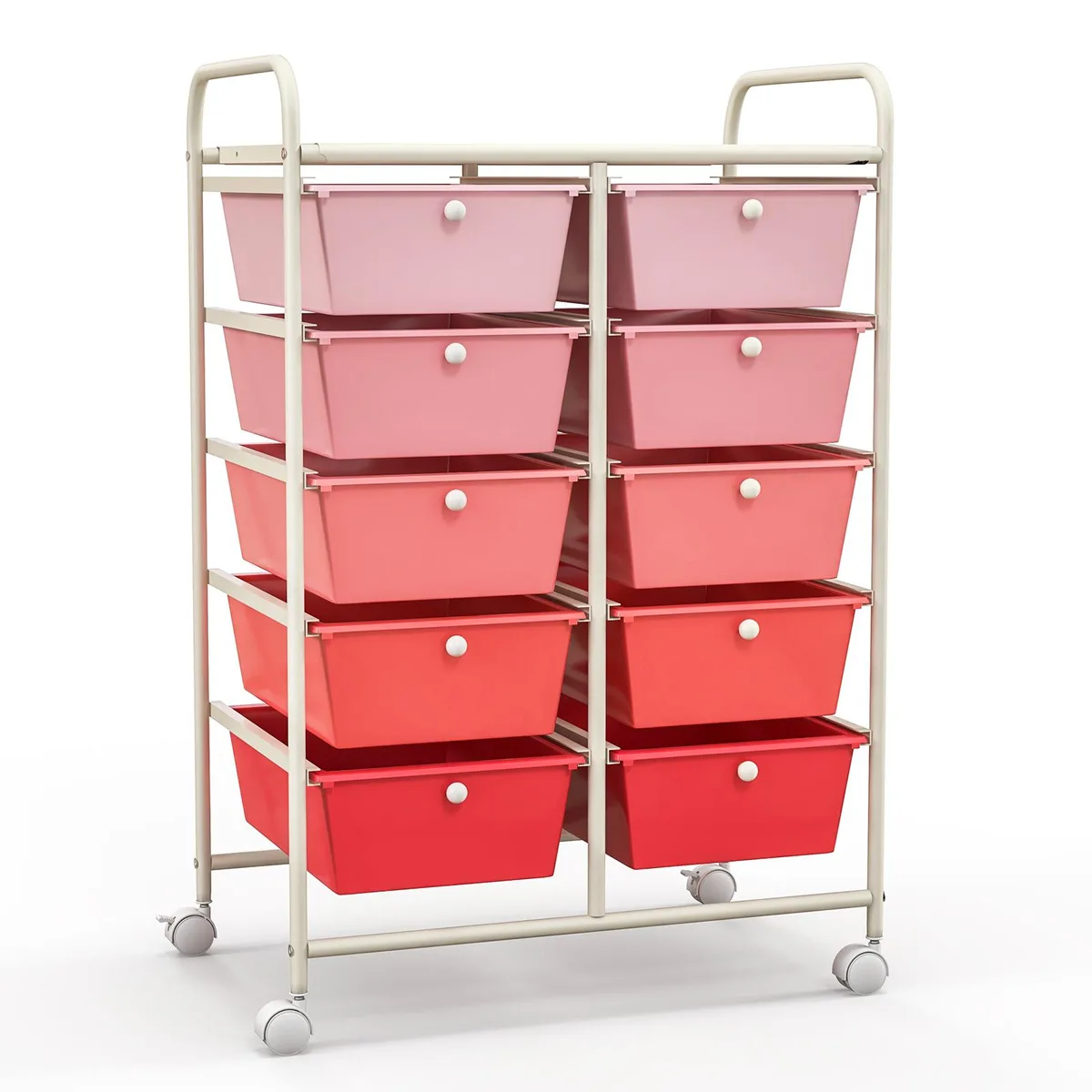 SlickBlue SlickBlue 10-Drawer Rolling Storage Cart Pink Gradient 26x14.5x34in — product photo