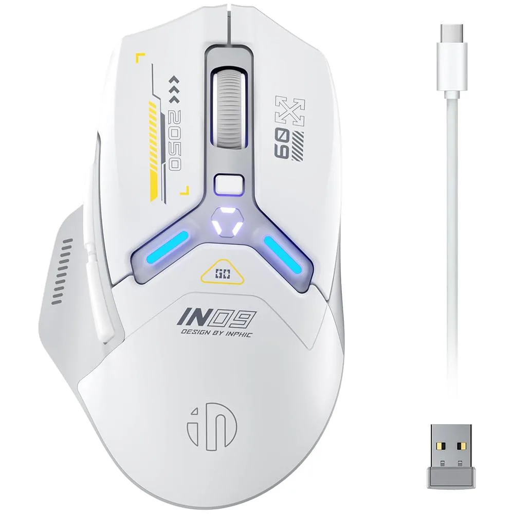 IHDAPP IHDAPP IN9 Wireless Gaming Mouse White 10000 DPI Tri-Mode — product photo