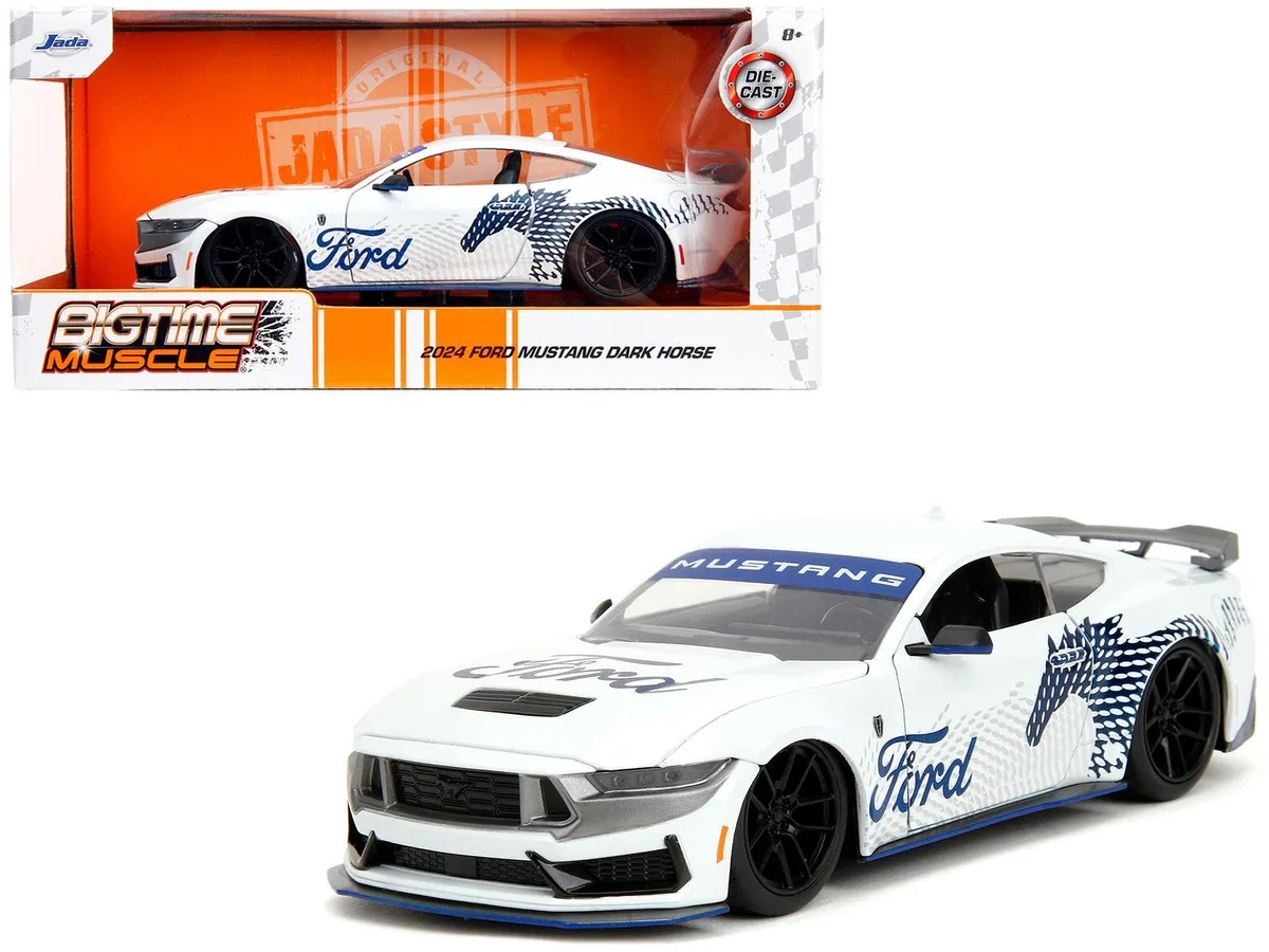 Jada Jada 2024 Ford Mustang Dark Horse White Bigtime Muscle 1/24 Diecast — product photo