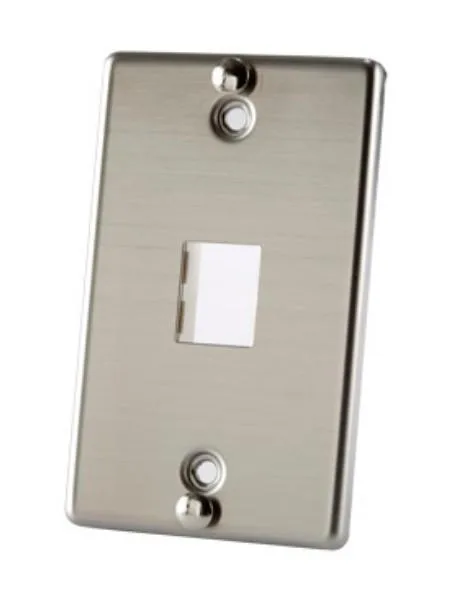 ORTRONICS ORTRONICS OR-403STJ1WP TracJack 1-Port Stainless Steel Wall Phone Faceplate — product photo