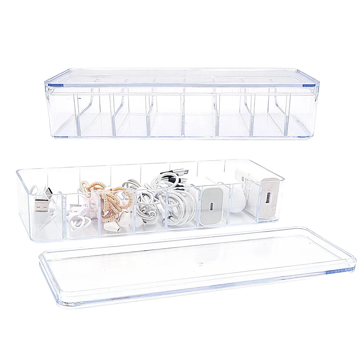  WOOPSOO HH-SJXSNH001 2 Pack Cable Organizer Box 10.2x3.9x2.4in 20 Ties — product photo
