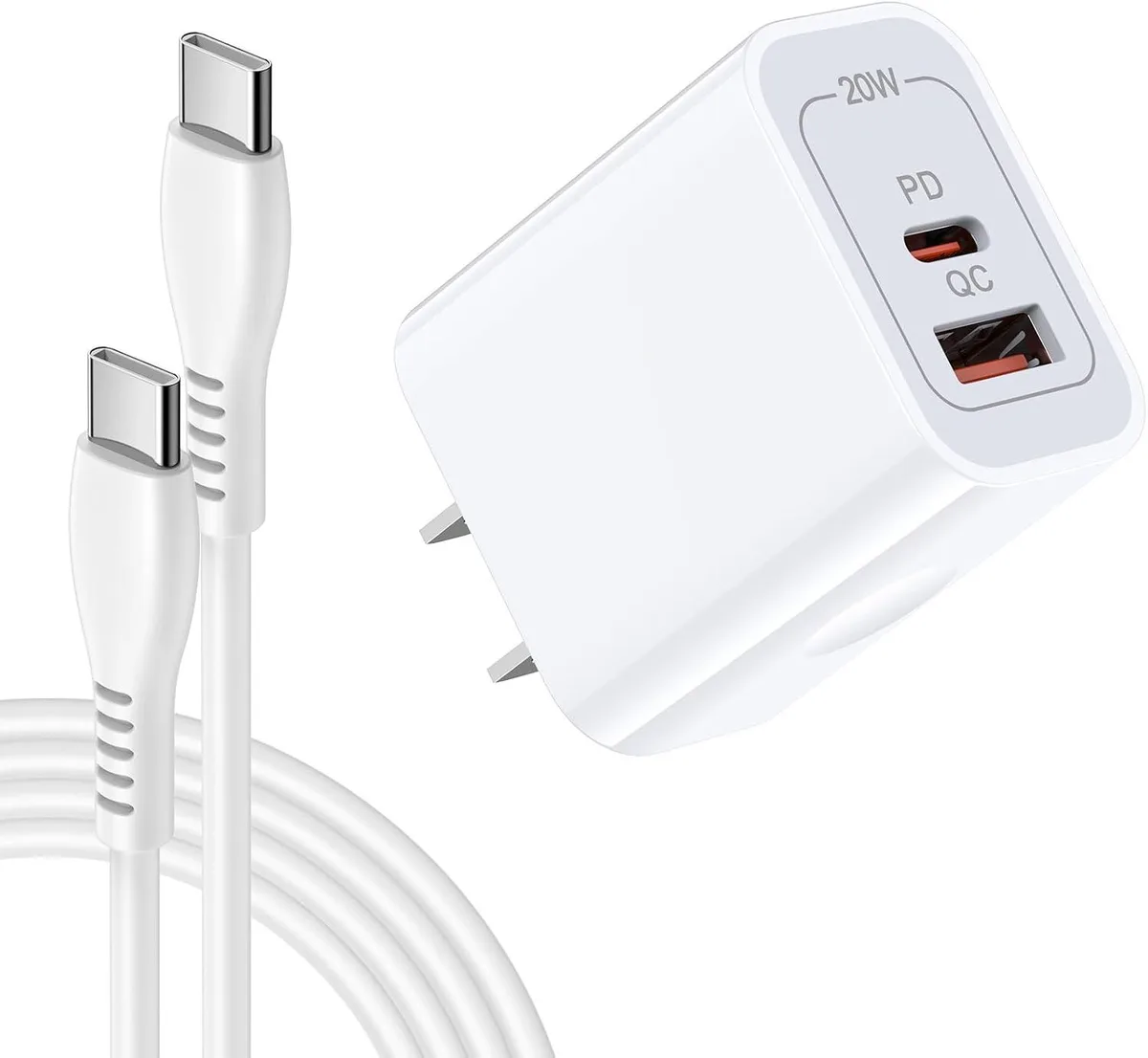 ONITOON ONITOON 20W USB-C + 18W USB-A Wall Charger with 6ft 60W USB-C to USB-C Cable — product photo