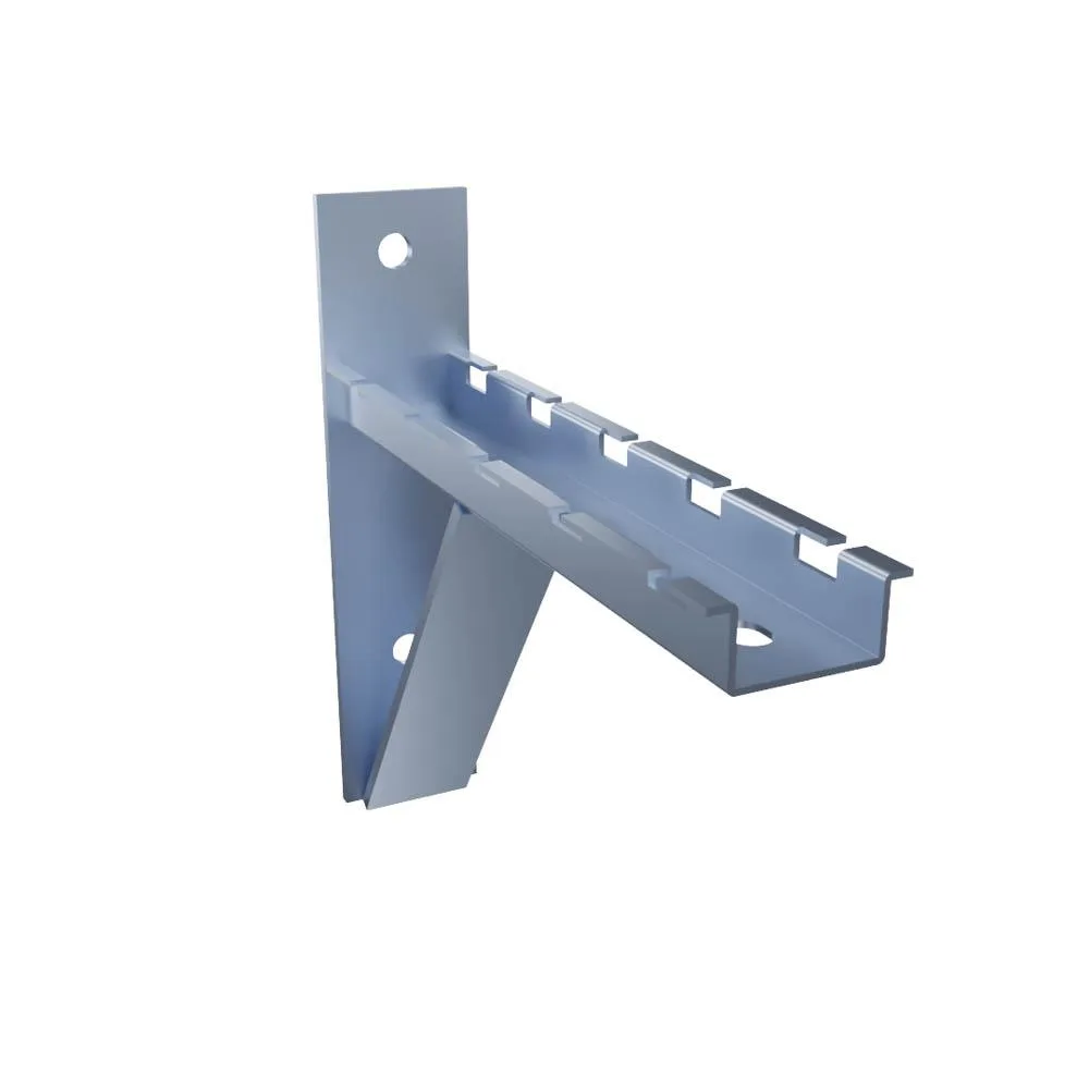 Two silver electro zinc plated triangle wall mount brackets 200mm