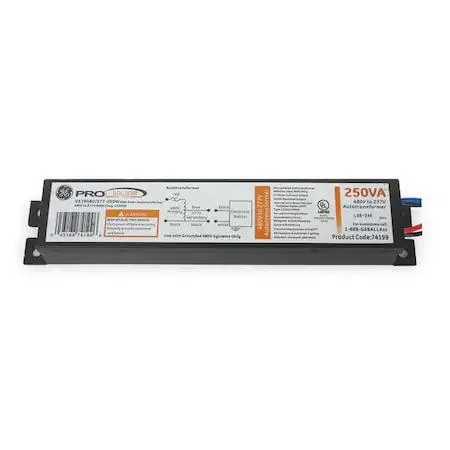 Compact rectangular autotransformer, grey metal enclosure with terminal connections