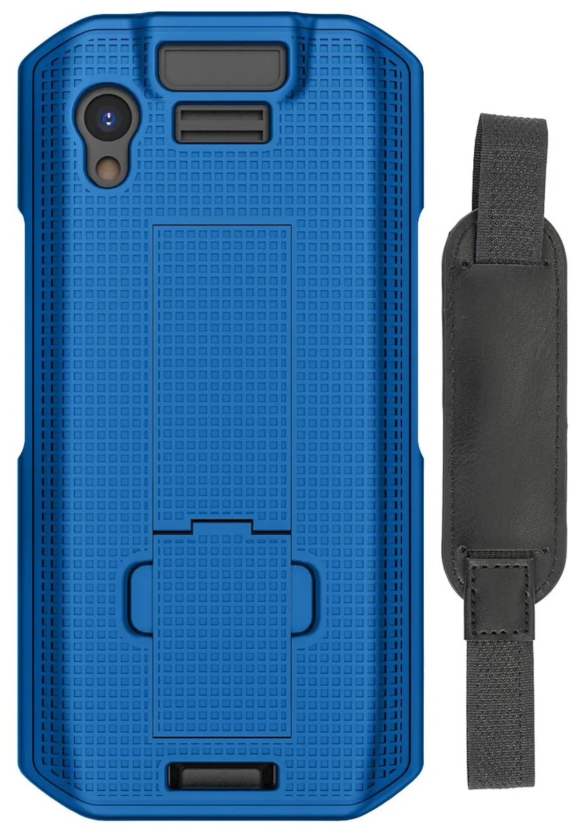 Nakedcellphone Nakedcellphone Blue Kickstand Case + Hand Strap for Zebra TC21 TC26 — product photo