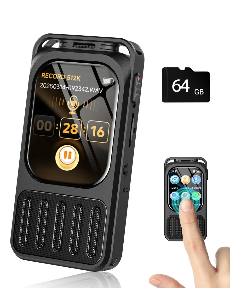  XIXITPY V78-1 64GB Voice Recorder 2" Touchscreen Bluetooth — product photo