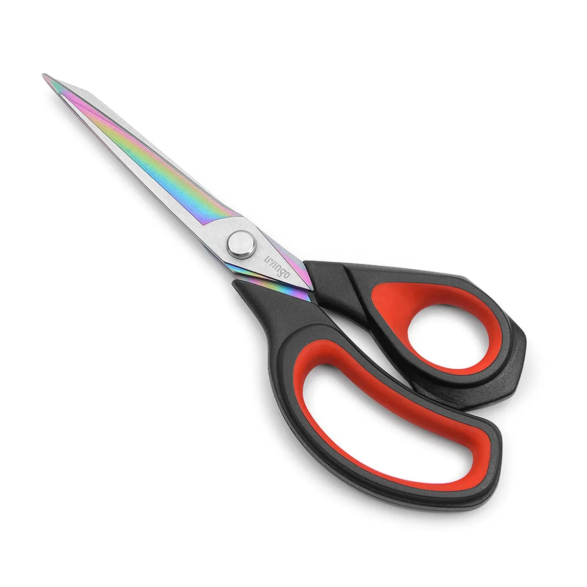 Black 9.5 inch titanium-coated scissors with red comfort-grip handles