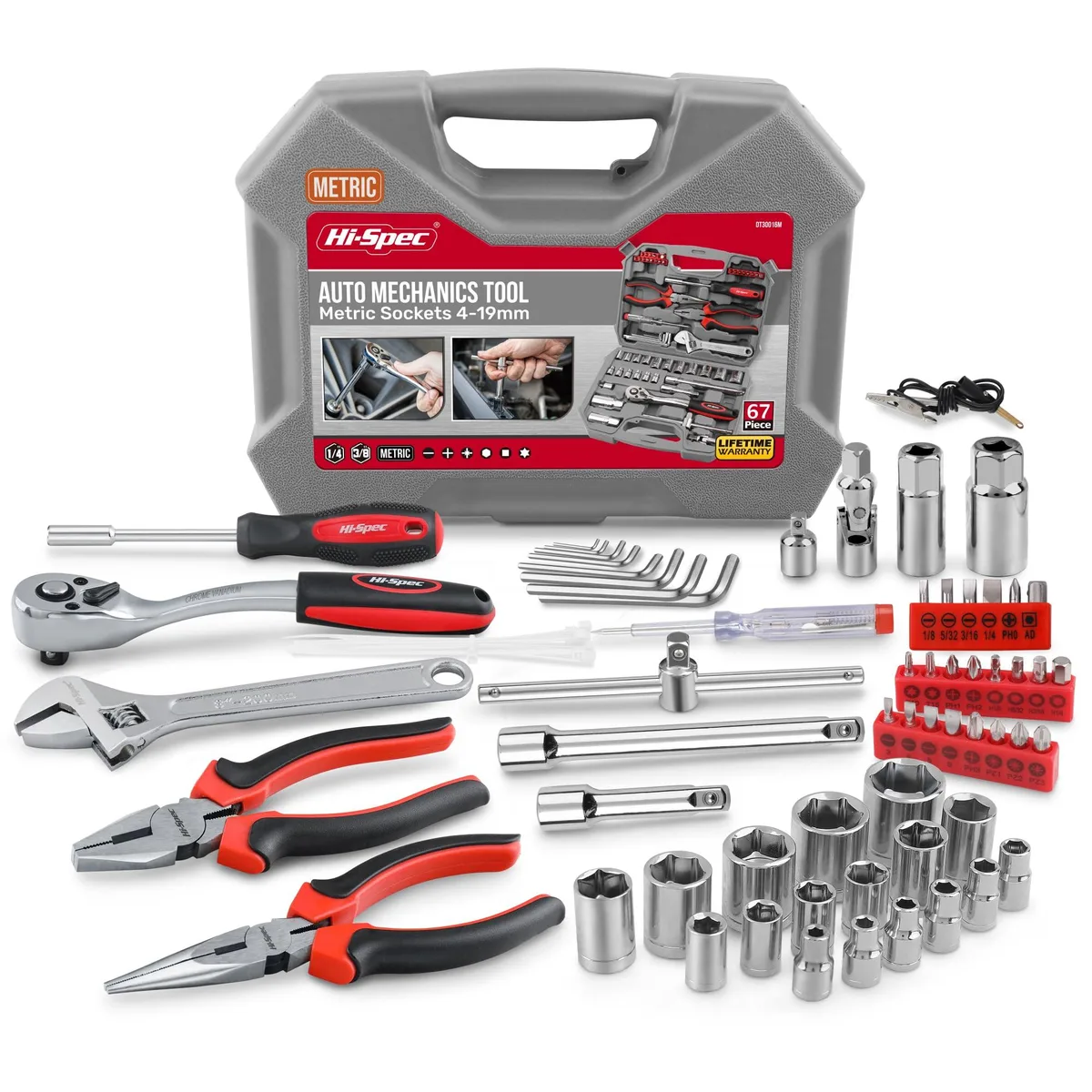 Hi-Spec DT30016 67-piece metric tool set in a chrome-finish storage case