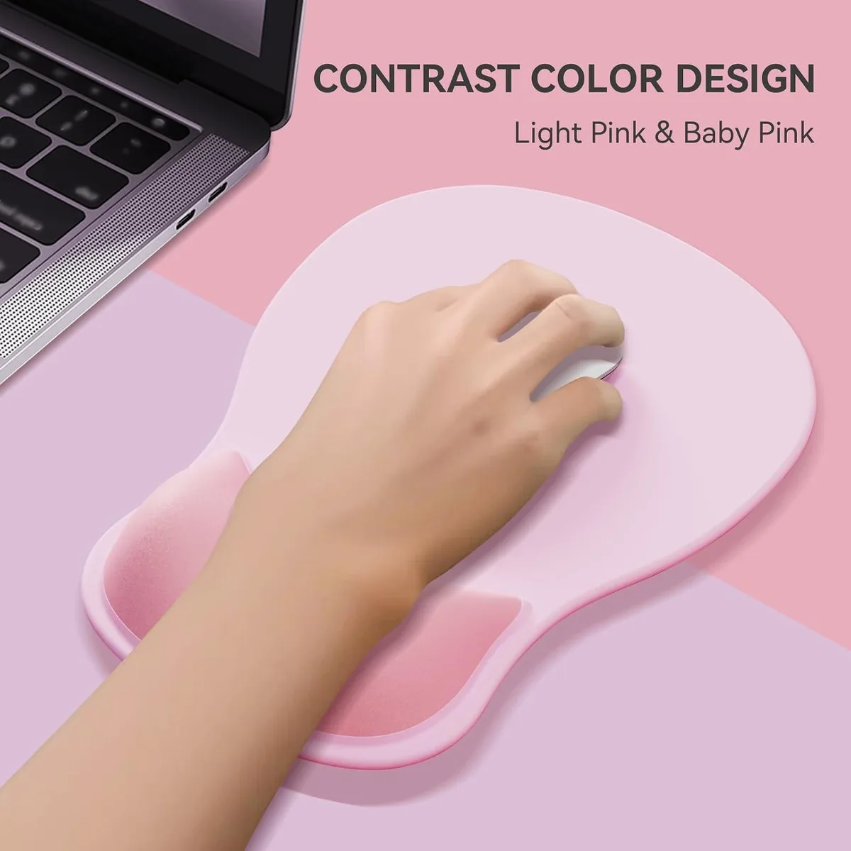 BAOFENG BAOFENG Ergonomic Gel Wrist Rest Mouse Pad Small Pink Light Pink — product photo