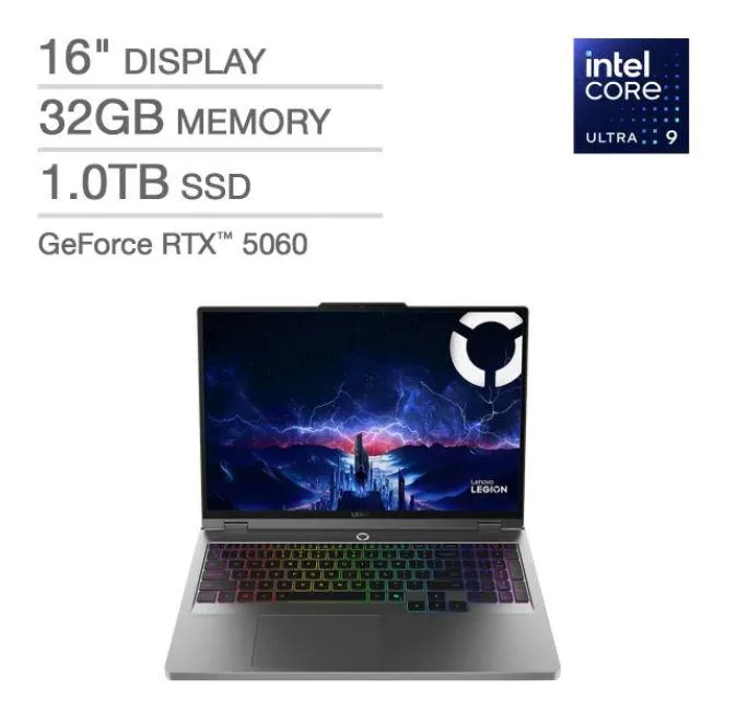 Lenovo Lenovo Legion 5i gaming laptop LEN-83NX0000US/RB Core Ultra 9 275HX RTX 5060 32GB 1TB 16" 240Hz — product photo