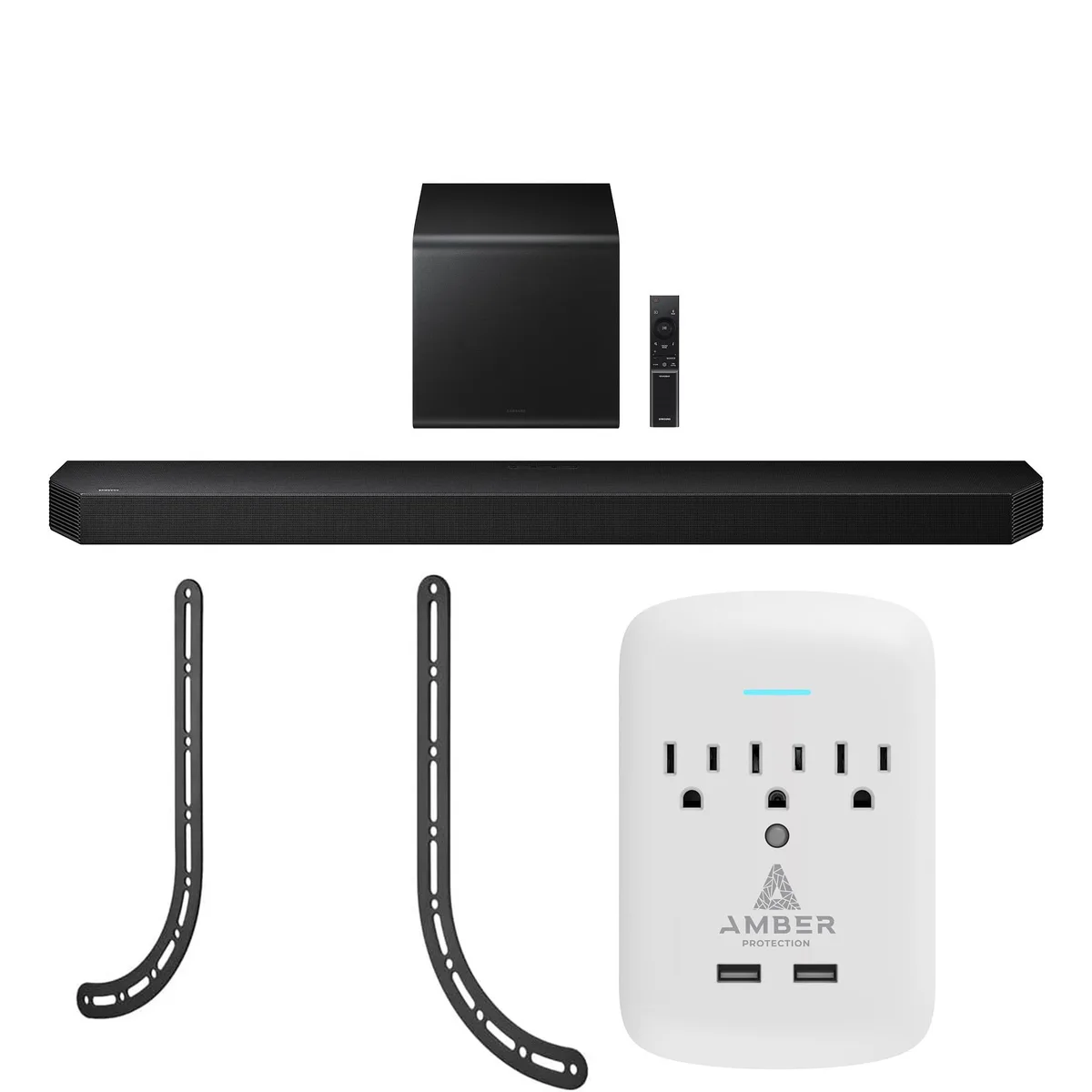 SAMSUNG SAMSUNG HW-Q800F/ZA Q Series 5.1.2 Ch Sound Bar with Walts Mount and Amber Surge Protector — product photo