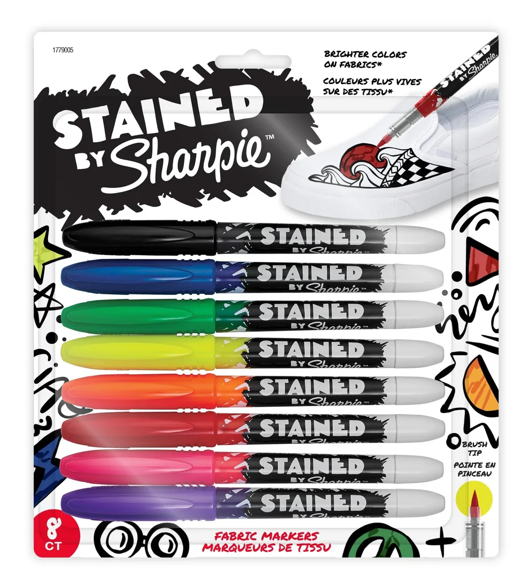  Sharpie 1779005 Stained Fabric Markers, Brush Tip, 8 Count — product photo