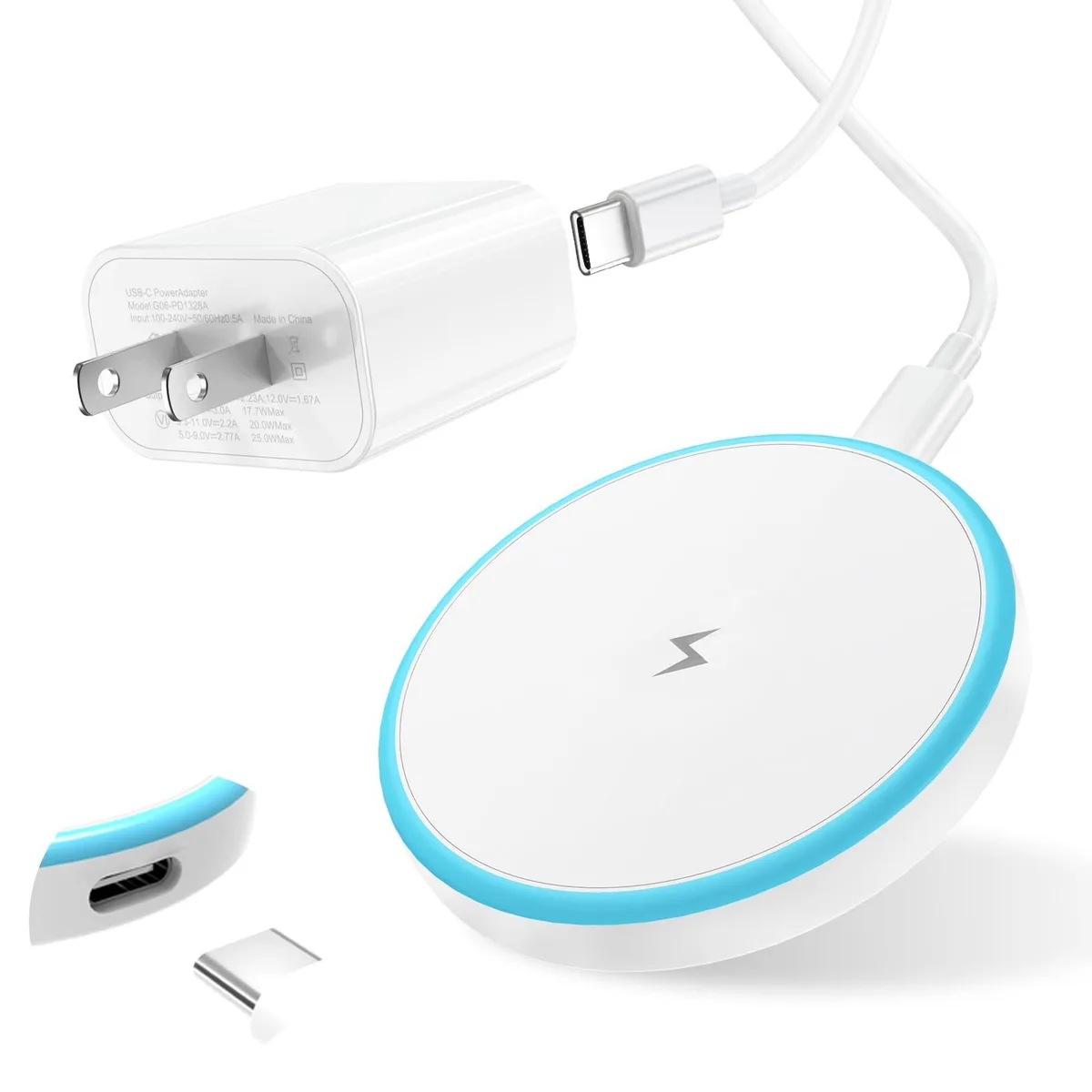  AIOXQNL&amp; G06-PD1328A Magnetic Wireless Charger with 20W Adapter and 6 FT Cable — product photo