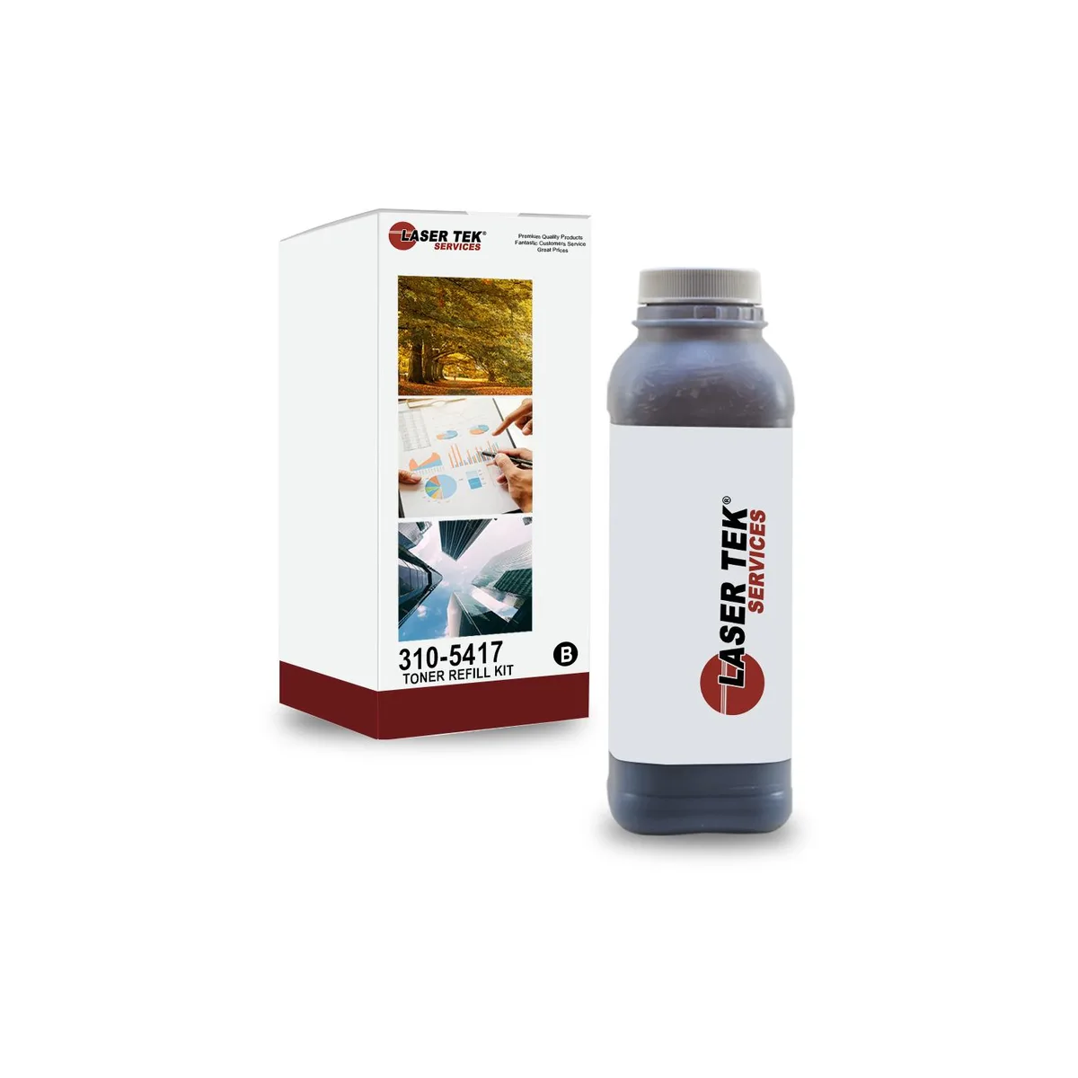 Laser Tek Services Laser Tek Services Black Toner Refill Kit Dell 1600 1600N 310-5417 310-5416 X5015 K4671 P4210 — product photo