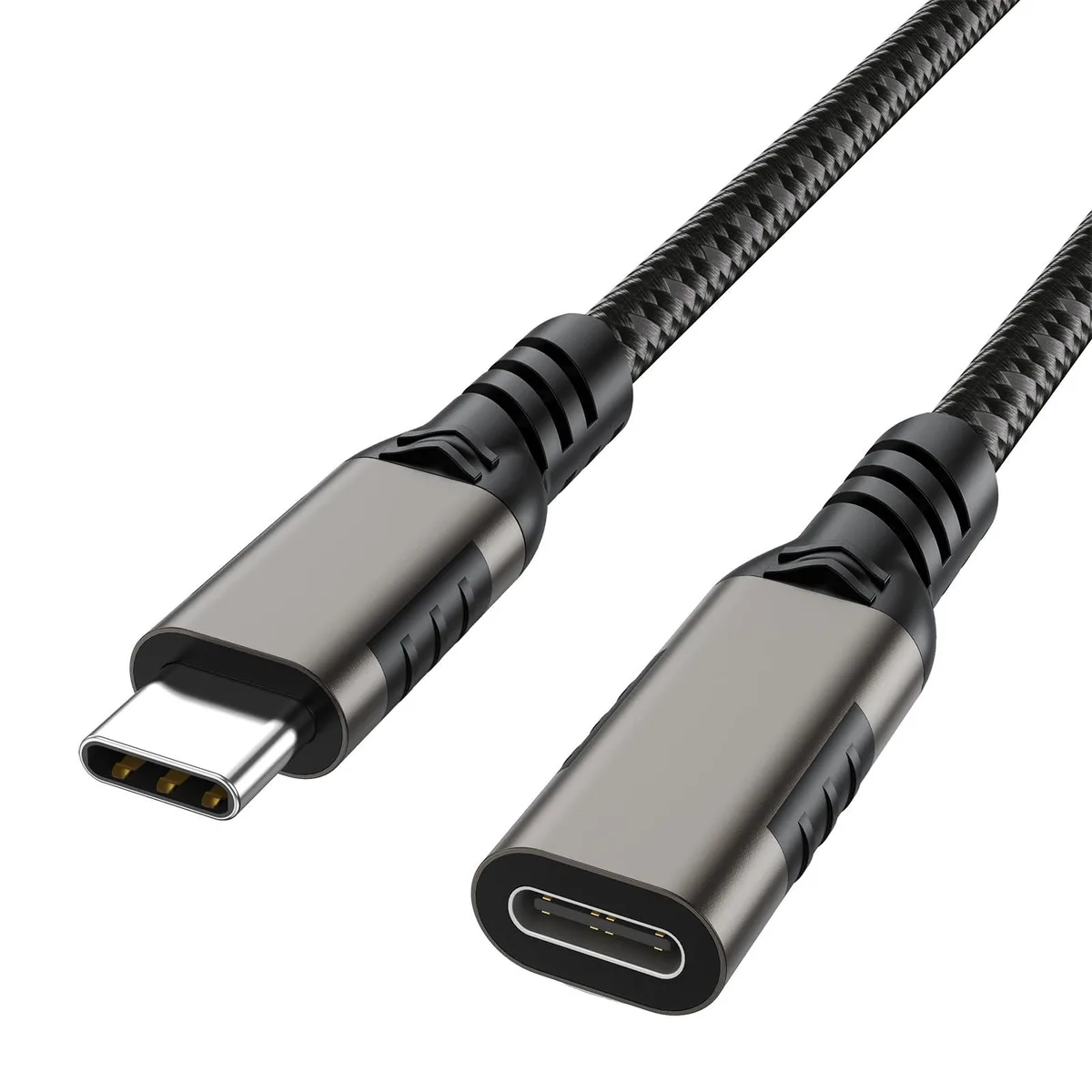 HANNORD HANNORD USB C Extension Cable Male to Female Braided 6.6 ft Gray 100W 20Gbps — product photo