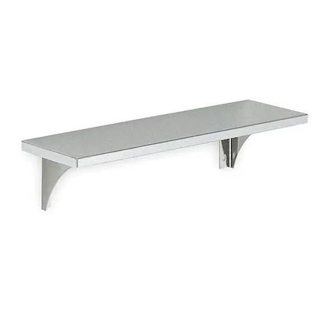 Stainless steel utility shelf, satin finish, 16 inches wide with support leg