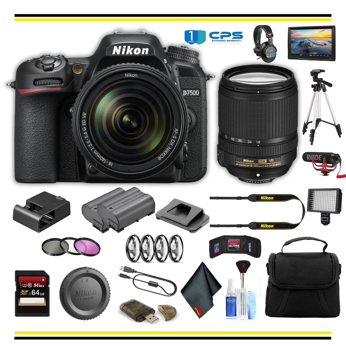 Nikon International Nikon International D7500 DSLR Camera with 18-140mm Lens Professional Bundle — product photo