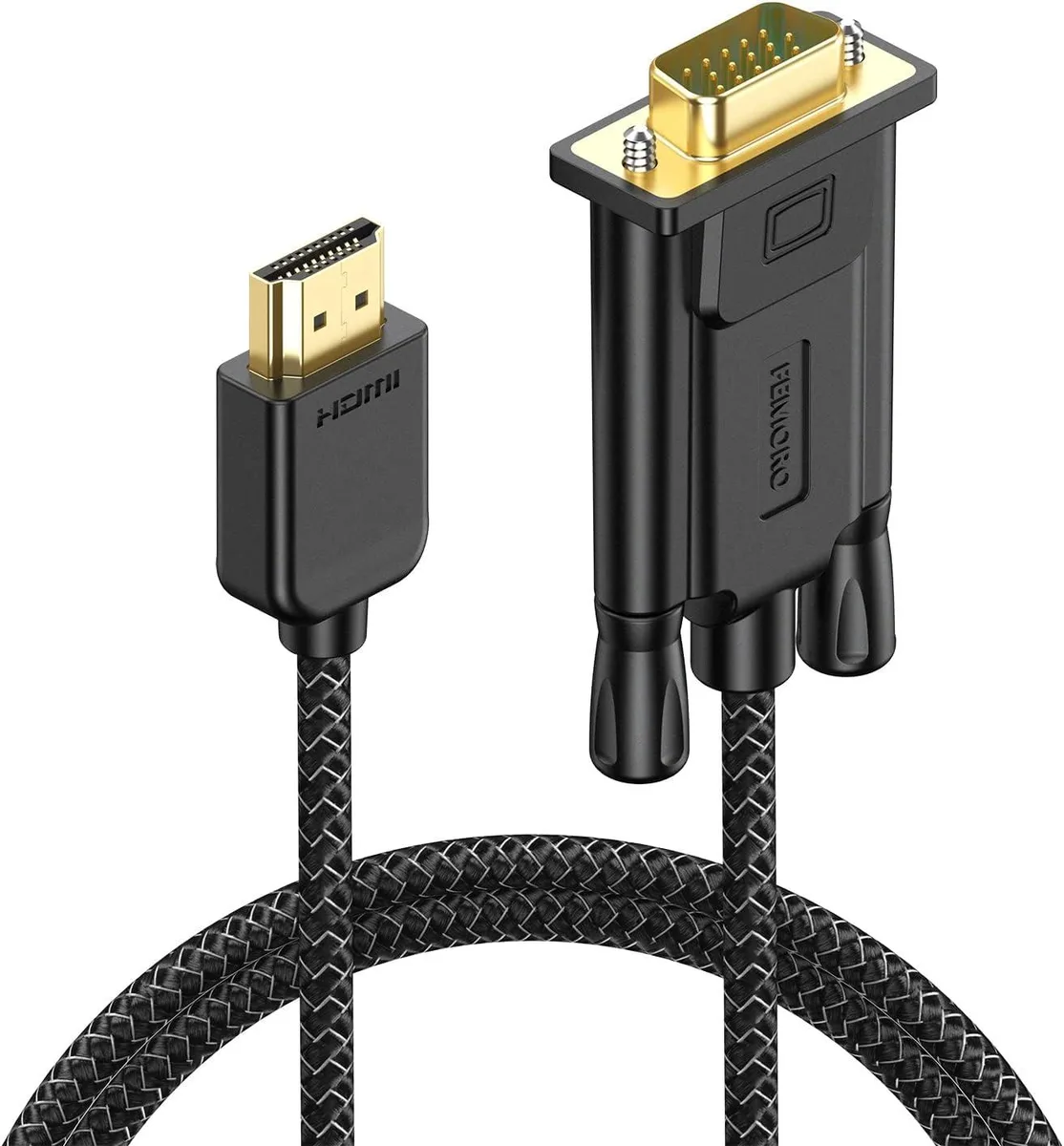 Brainwavz Brainwavz HDMI to VGA Cable 3 Feet 1080P@60Hz Male to Male Braided — product photo
