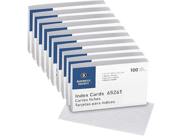 Business Source Business Source 65261BX Ruled White Index Cards 4 x 6 in 1000 / Box — product photo